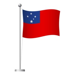 Fototapeta na wymiar Samoa flag on pole icon