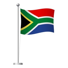 South Africa flag on pole icon