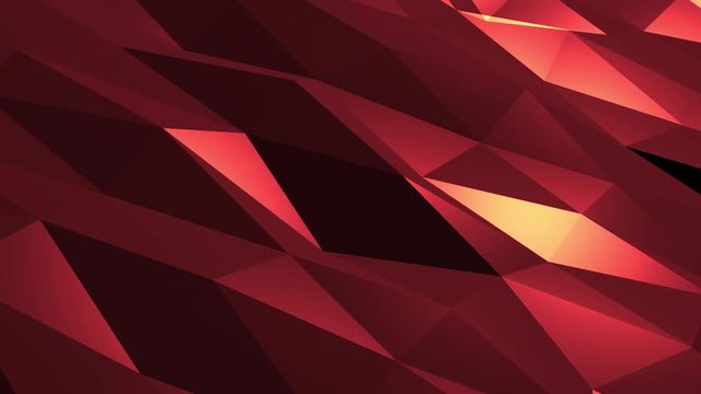 Abstract cg polygonal Red surface. Geometric low poly triangles motion background. 