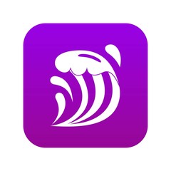 Wave icon digital purple for any design isolated on white vector illustration