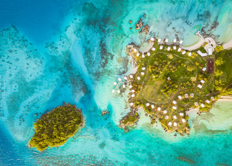 A hotel on the island in Bermuda from above