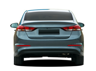the back of a modern car on a white background