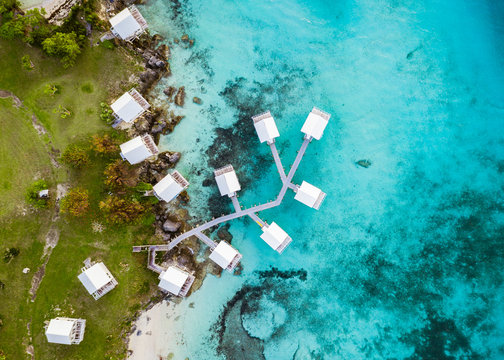 Small houses on the water in Bermuda