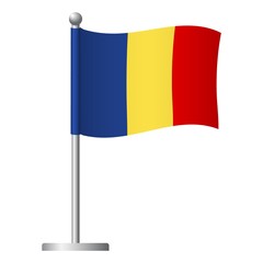 Chad flag on pole icon