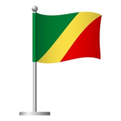 Congo flag on pole icon