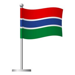 Gambia flag on pole icon