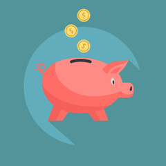 Piggy bank savings and investment planning vector icon