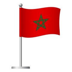 Morocco flag on pole icon