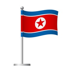 North Korea flag on pole icon