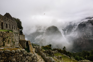 View of the ancient Inca City of Machu Picchu. The 15-th century Inca site.'Lost city of the Incas'. Ruins of the Machu Picchu sanctuary. UNESCO World Heritage site.