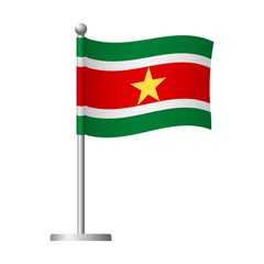 Fototapeta na wymiar Suriname flag on pole icon