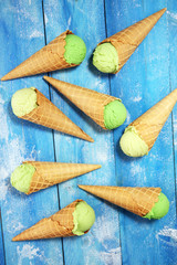 Green tea matcha mint ice cream with coconut milk.