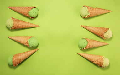 Green tea matcha mint ice cream with coconut milk.
