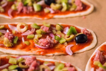 pizza with tomatoes and olives