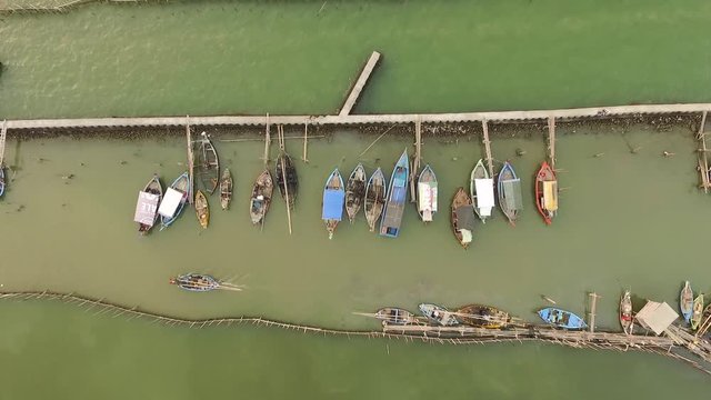 aerial view sunset Tanjung Emas Harbour , Tambak Lorok Vilages Semarang Central Java Indonesia