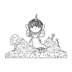 cute little fairy with unicorn horns character