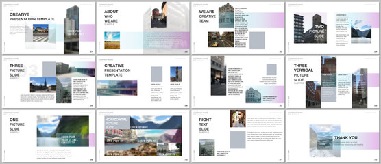 Minimal presentations design, portfolio vector templates with colorful gradient design geometric trending elements. Multipurpose template for presentation slide, flyer leaflet, brochure cover, report.