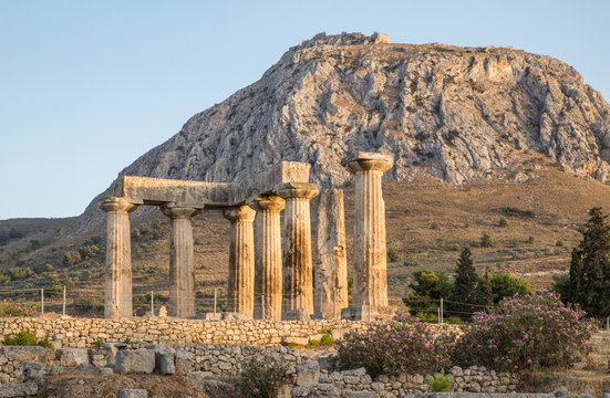 Archaic Temple of Apollo, Dorian columns, Corinth, Greece