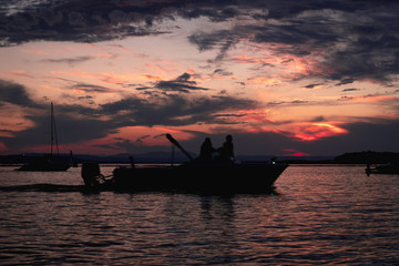 boat at sunset