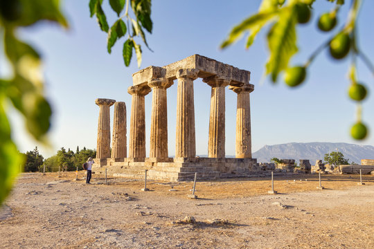 Archaic Temple of Apollo, Dorian columns, Corinth, Greece
