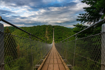 Obraz premium View of a suspension bridge in Germany, Geierlay.