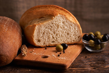Fresh homemade bread. Crisp. Bread at leaven. Unleavened bread. dietary bread