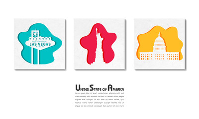 USA Landmark Global Travel And Journey paper background. Vector Design Template.used for your advertisement, book, banner, template, travel business or presentation.