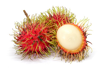 Rambutan fruit on a white background