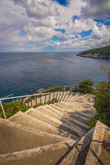 Stairs to the sea near Skinari Cape