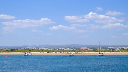 View on the lagoon in Tevira, Algarve, Portugal.