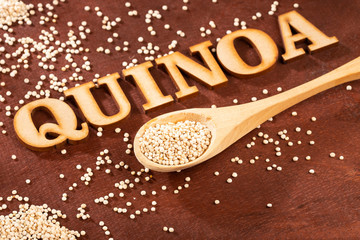 Chenopodium quinoa - Organic quinoa seeds. Text space