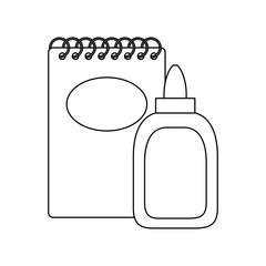note book school with glue bottle