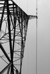 electrical grid pole structure that is seen right from below
