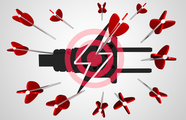 Electricity Power Energy Plug Targeting Bullseye Arrows Symbol Icon 3d Illustration