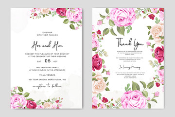 beautiful floral wedding invitation card 