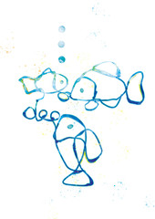 カラフルな３匹の魚