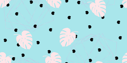 Summer pattern exotic tropical seamless vector with monstera's foliage background. Exotic wallpaper
