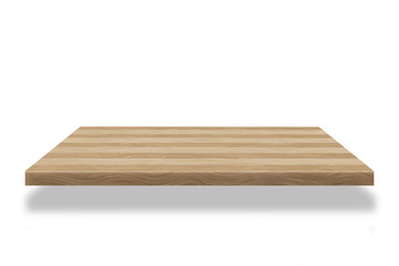 wood Shelf beautiful  or counter isolated on white background. For product display and Clipping path