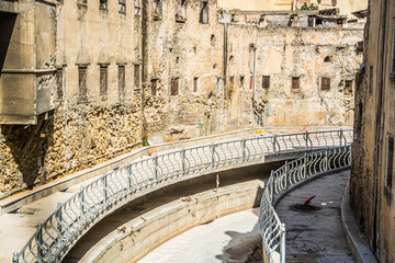 Empty street of old Medina in Fes, Morocco during Eid Al Adha with closed shops