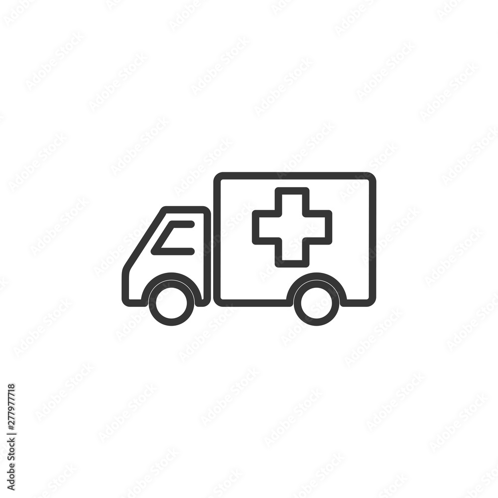 Poster ambulance truck icon template color editable. ambulance car symbol vector sign isolated on white bac