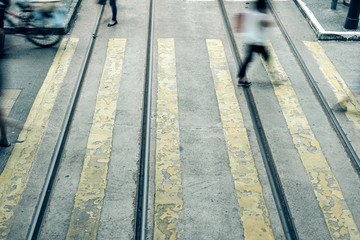 Pedestrian crossing at Busy City, Hong Kong