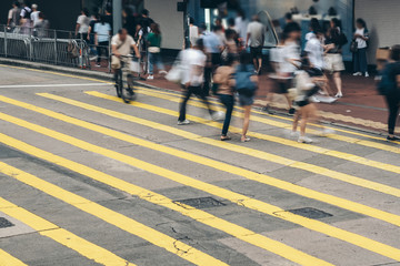 Pedestrian crossing at Busy City, Hong Kong