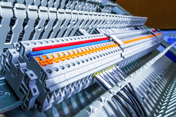 Group of terminal connections, Automatization panel on fire system. 