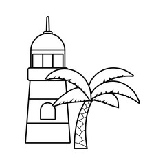 lighthouse sea with palm tropical