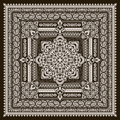 Vector ornament paisley Bandana Print. Silk neck scarf or kerchief square pattern design style, best motive for print on fabric or papper. - 277978786