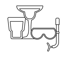 snorkel with cocktail and juice glass