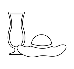 hat female with juice glass