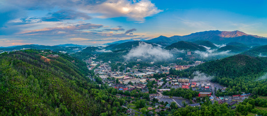 Gatlinburg, Tennessee, USA Downtown Skyline Aerial Panorama - 277980793