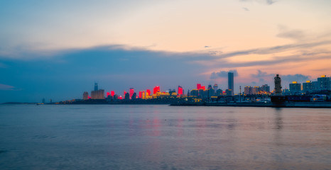 Fototapeta premium Urban Architectural Landscape Skyline along Qingdao Coastal Line..