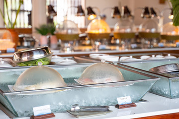 line buffet for breakfast at hotel